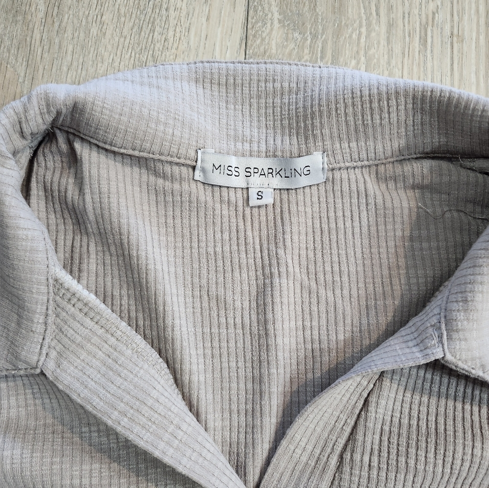 Miss Sparkling Grey Buttond Down Long Sleeve Shirt. - Picture 5 of 8